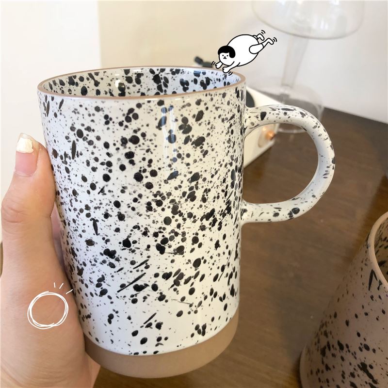 South Korean ins Japanese splash ink restoring ancient ways to design high - capacity coffee cup milk cup ceramic cup cup picking cups