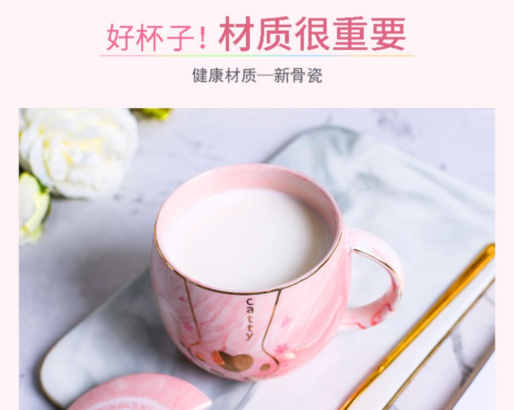 Creative cat claw cup, lovely ceramic cups with cover spoon lovers mugs female male students home coffee cup