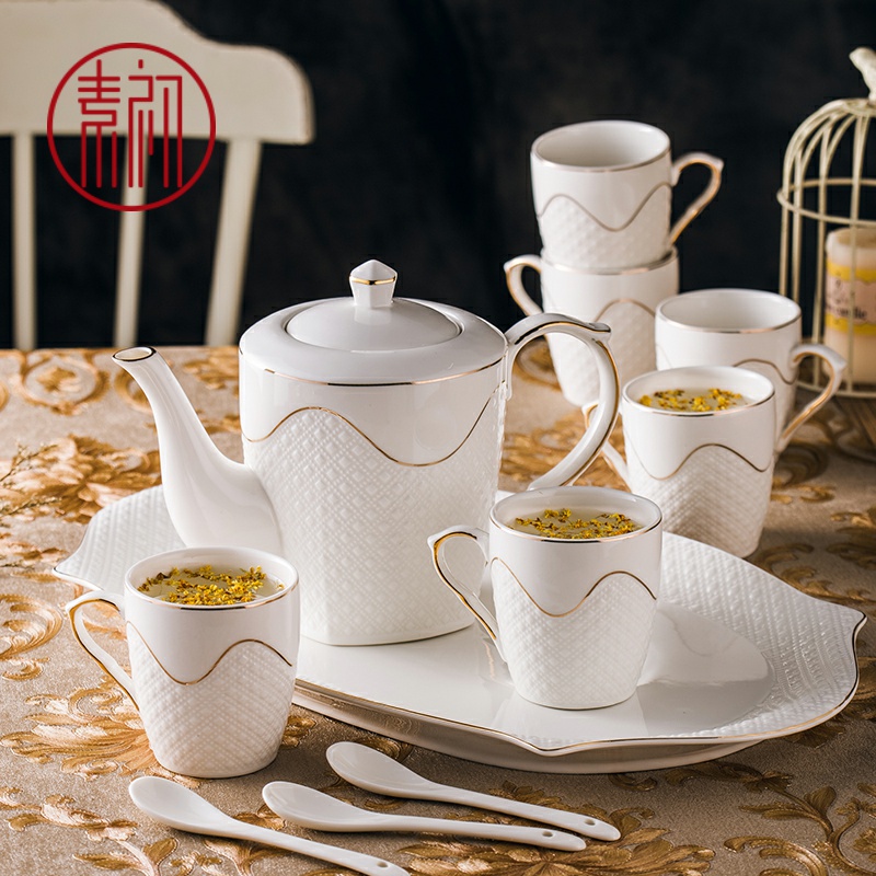Nordic ipads porcelain coffee cup suit household heat contracted a cold hot water kettle glass teapot sitting room with the tray