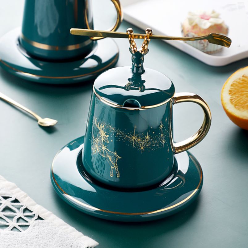 Delicate web celebrity empresa Nordic light small key-2 luxury European - style key-2 luxury ceramic coffee cup high - grade tea tea set