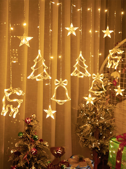 Led star lights atmosphere lights with christmas lights flashing string lights starry sky curtains shop decoration scene layout