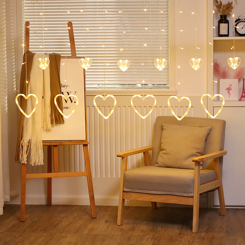 Love curtain lights 520 room decoration romantic proposal layout creative supplies Valentine's Day lights flashing light string