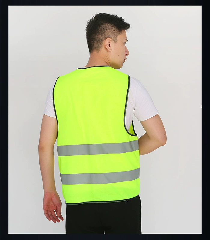 Áo phản quang, vest, áo phản quang, quần áo dạ quang thoáng khí, quần áo lái xe an toàn, công nhân vệ sinh, dây kéo áo phản quang dây