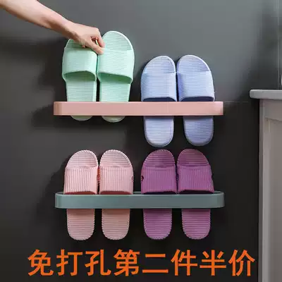 Bathroom trailer rack wall-mounted non-perforated dressing room storage artifact toilet creative hanger wall door rear shelf