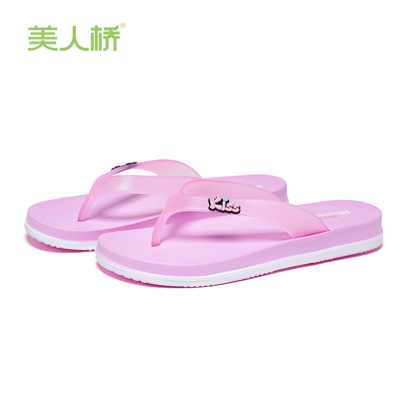 Beauty Bridge New Clip Shoes Beach Shoes Flat Heel Crown Cartoon Casual Ladies Slippers Herringbone Shoes