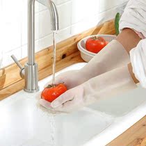 Sturdy clean thickened kitchen dishes washing rubber housework washing brush bowl waterproof and durable rubber thin gloves