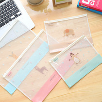 Right-hand 5990 Grid zipped bag A4 File bag Student Cartoon Colour cute drawing Lace Bag Briefcase Paper Bag
