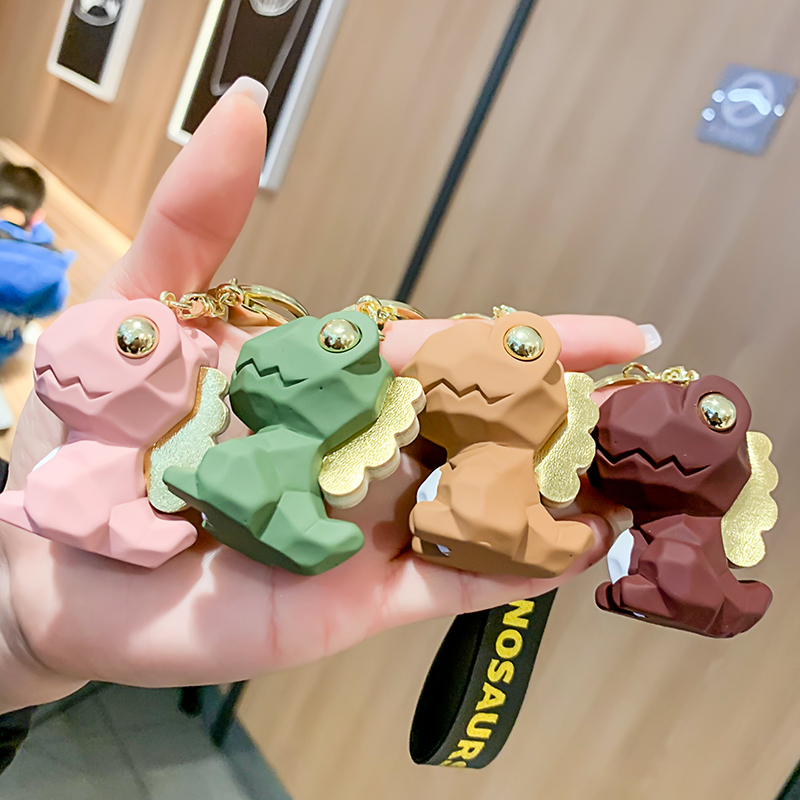 A Random ColorNorthern Europe geometry dinosaur Key buckle lovely originality car keys Pendant lovers a bag Hanging decoration a pair Key chain