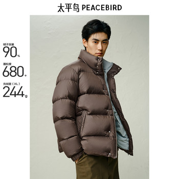 [High down Filling]Peacebird Men's Clothing 2024 Winter New Color-Block Cold-Resistant down Jacket