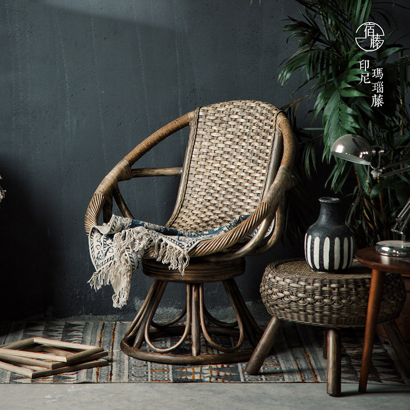 Indonesian Avy Chain Rotating Single-person Backchair Knitting Virgin Chair Bedroom Balcony Leisure Rotation Chair