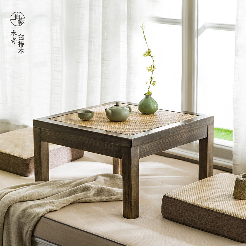 Bay window balcony solid wood rattan tatami small table tea table tea table kang table Japanese low table modern minimalist