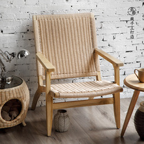 Book Room Solid Wood Chair Leaning Back Chair Chinese Home Nordic Living Room Balcony Casual Chair Outdoor Single Modern Brief