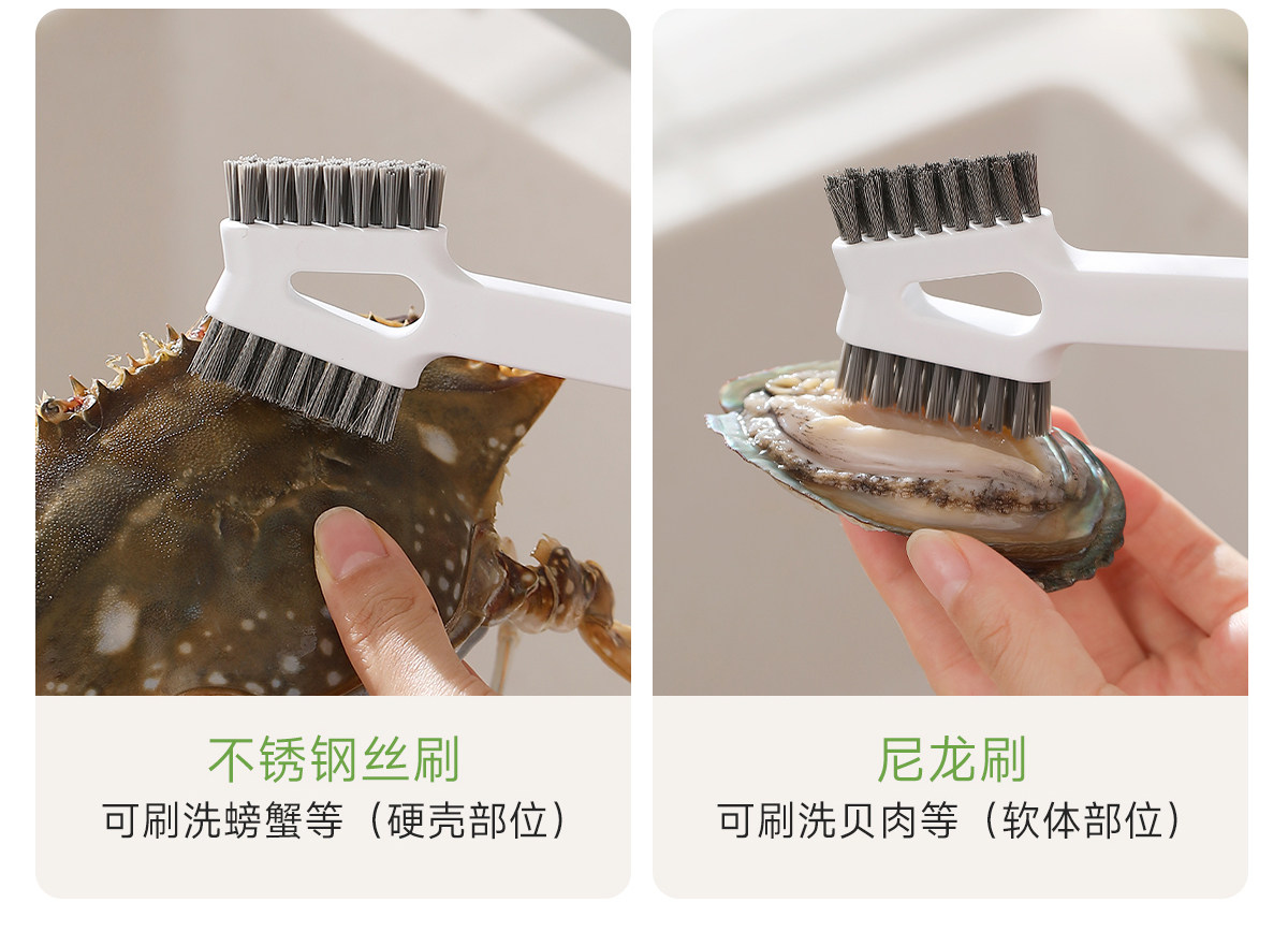 FaSoLa 磁吸海鮮刷 1把 雙頭刷 甲殼類 龍蝦鮑魚刷 瓦斯爐刷