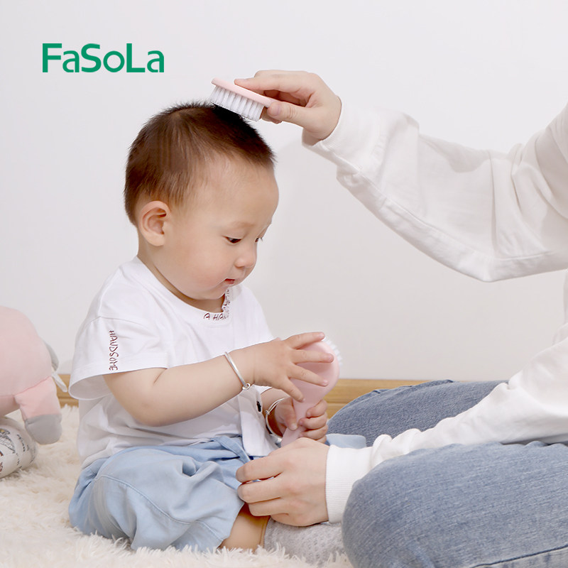 FaSoLa Baby Wash Hair Care Brush Comb Set Baby Safety Comb Special Soft Bristle Brush Fetal Hair Removal Brush
