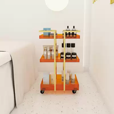 Creative acrylic Trolley light luxury beauty salon beauty industry special stainless steel tool car mobile shelf