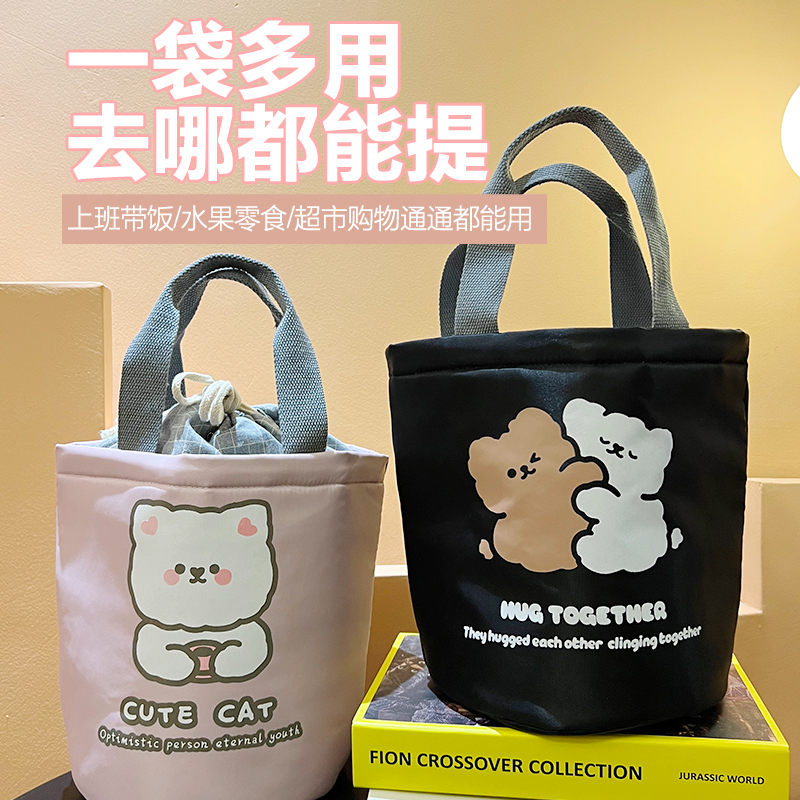 Insulation lunch box bag office worker meal bag student lunch bag waterproof and oil-proof aluminum foil large-capacity round tote bag