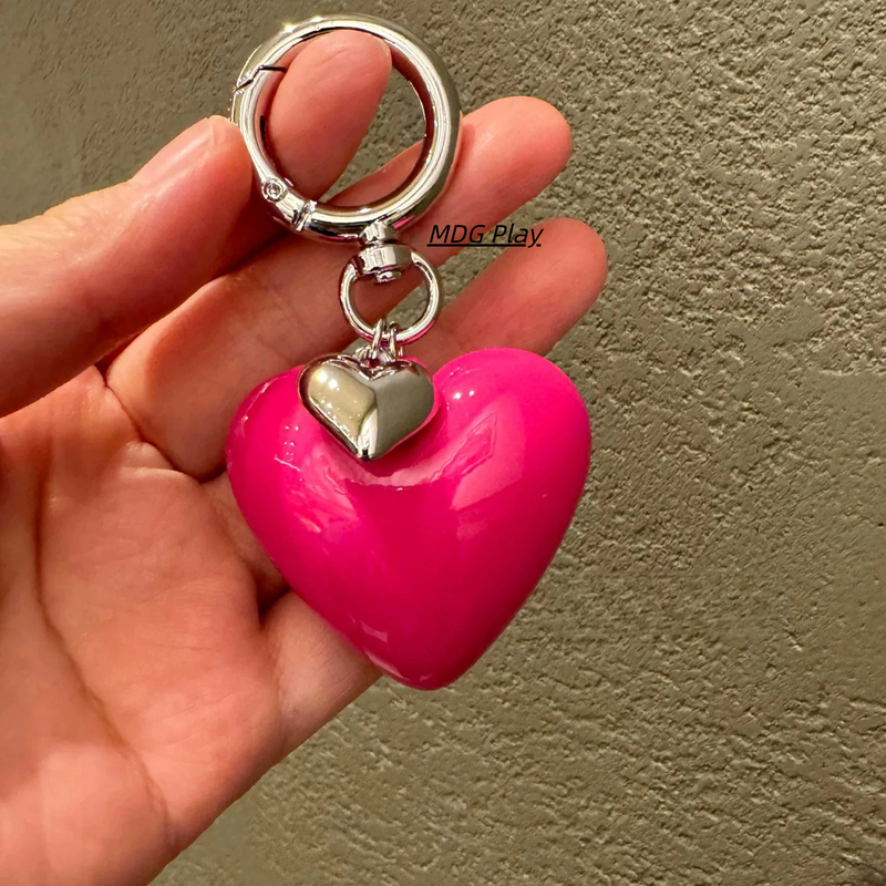 Korean Style ins Niche Design Rose Red Sweet and Cool Korean Heart Pendant Phone Bag Accessory Large Beads