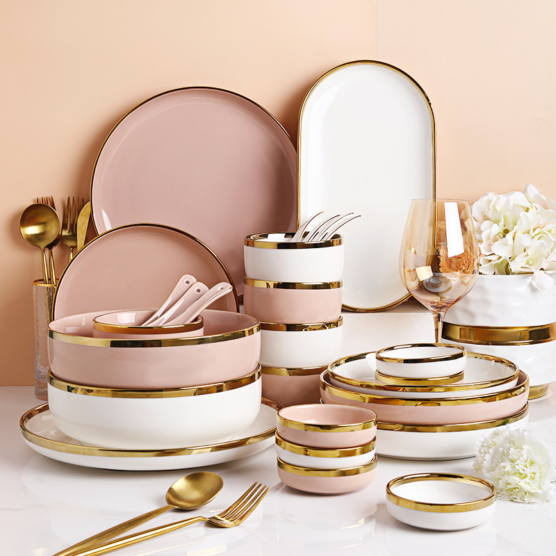 Light Extravagant Style Phnom Penh Dish Suit Home Brief Nordic Cutlery Sets Networking Red Ins Bowls Tray Wedding Gifts