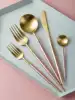 Nordic ins Portugal brushed 304 stainless steel knife and fork Western tableware powder gold net red matte dessert spoon household