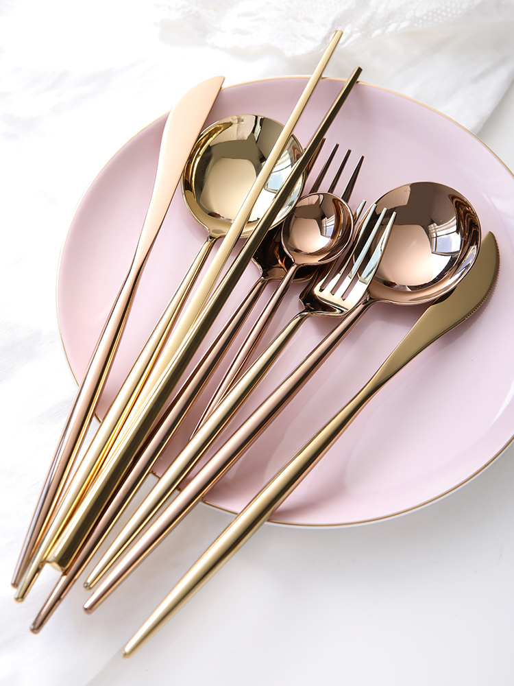 Portugal ins net red 304 stainless steel knife and fork Nordic creative fruit fork Dessert spoon Western swing shot Western tableware