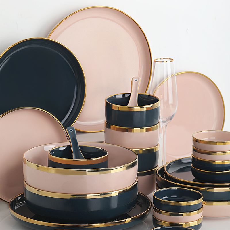 Light luxury Phnom Penh Nordic tableware household dishes set free combination ins net red European creative ceramic dishes