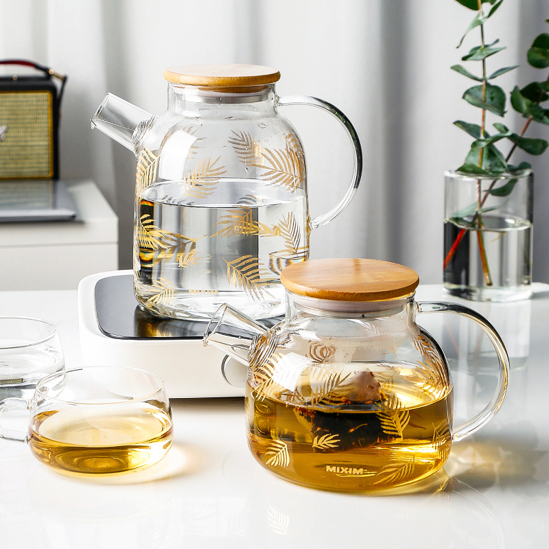 Nordic Large Capacity Explosion Resistant Glass Fruit Tea Flower Teapot Day Style Cold Kettle Home Candle Heating Base