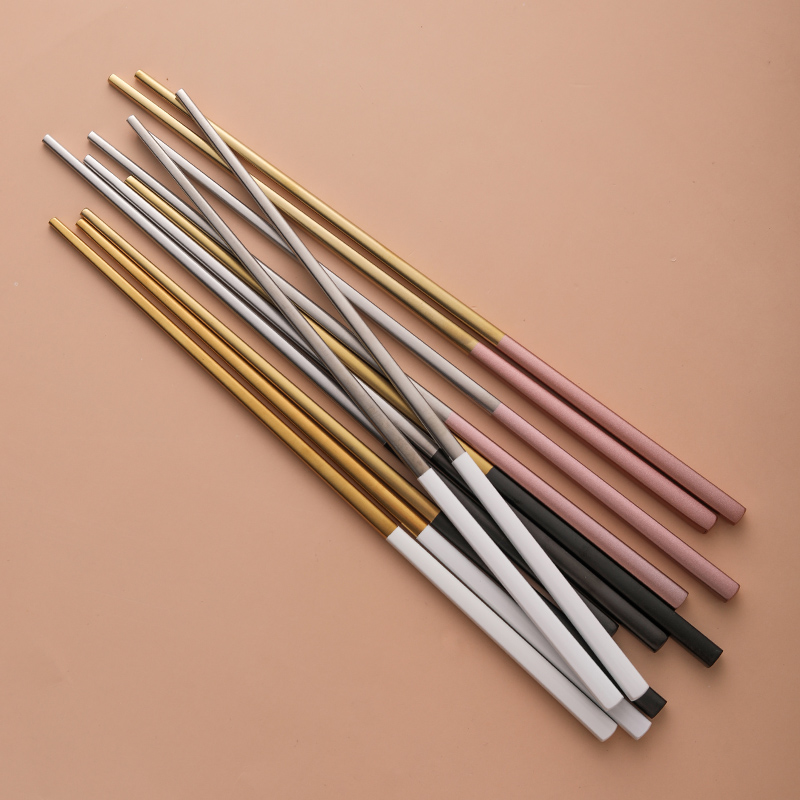 Creative Portugal Ins Nets Red 304 Stainless Steel Chopsticks Personality Family With High-end Korean Anti Slip Metal Chopsticks