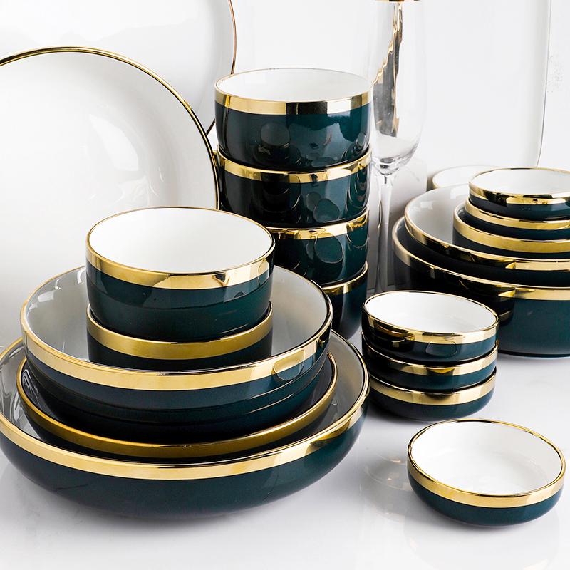 Creative Nordic style tableware Phnom Penh dish set Household light luxury ceramic dishes ins net red eating bowls and dishes