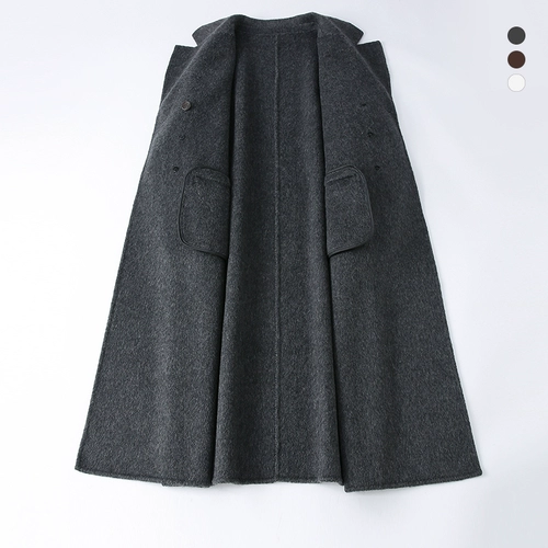 Демисезонное шерстяное длинное двусторонное кашемировое шерстяное пальто