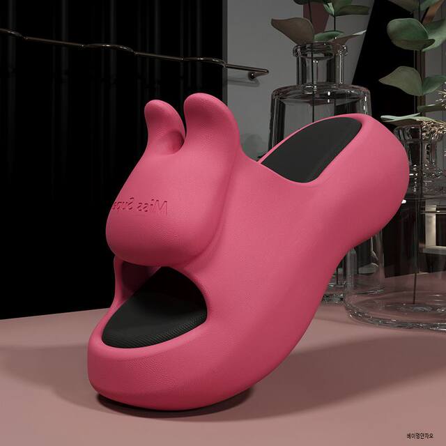 New 7.0cm Height-Increasing Eva soft sole Rabbit Thick-Soled Sandals for Women, Summer Indoor and Outdoor Wear, Internet-Famous Beach Sandals