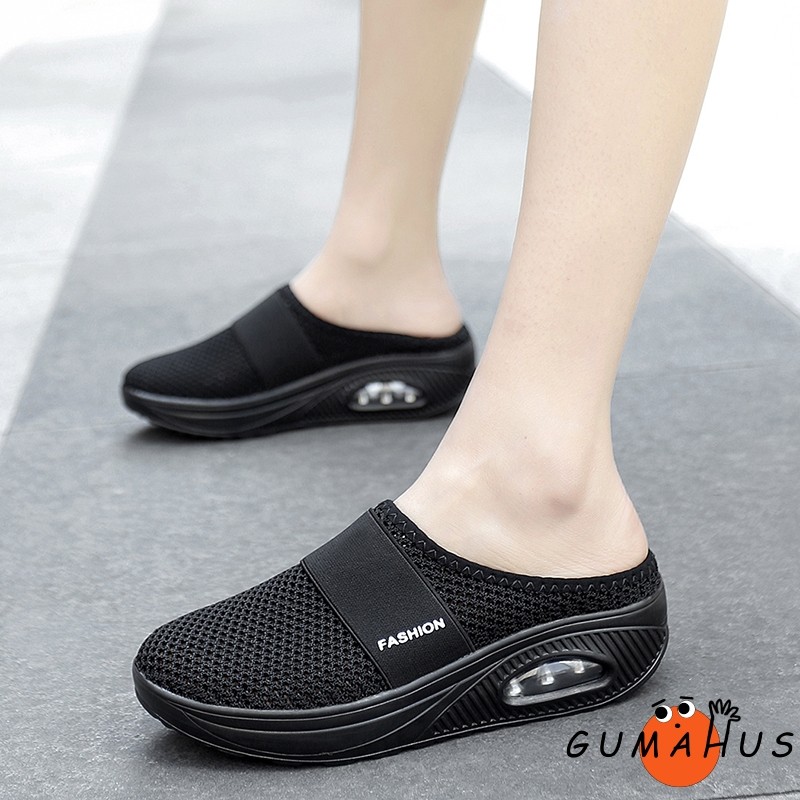 Thick-Soled Summer Clogs, Closed-Toe Half-Slippers, Outdoor Rocking-Soled Slip-On Slippers, Breathable, Quick-Drying, Shock-Absorbing Slippers, Outdoor Shoes