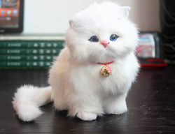 Cat Artificial Barking Cat Plush Toy Rabbit Fur Model Birthday Doll Ornament Fake Cat Doll Three