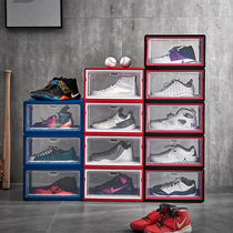 Transparent shoe box Anti-oxidation shoe storage box Household plastic folding clamshell shoe cabinet Net red collection display shoe wall