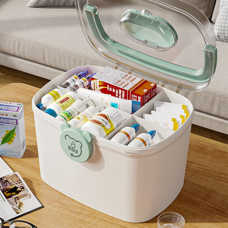 Cartoon Double Layer Medicine Case Home Complete Emergency Medical Kit Large Capacity Stocked Medicine Emergency Medicine Emergency Medicine Storage Box-Taobao