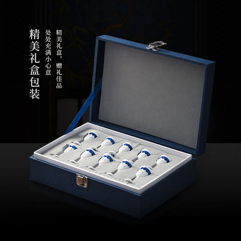 Jingdezhen blue and white porcelain flagship store a single small household two money small glass koubei liquor wine suits for