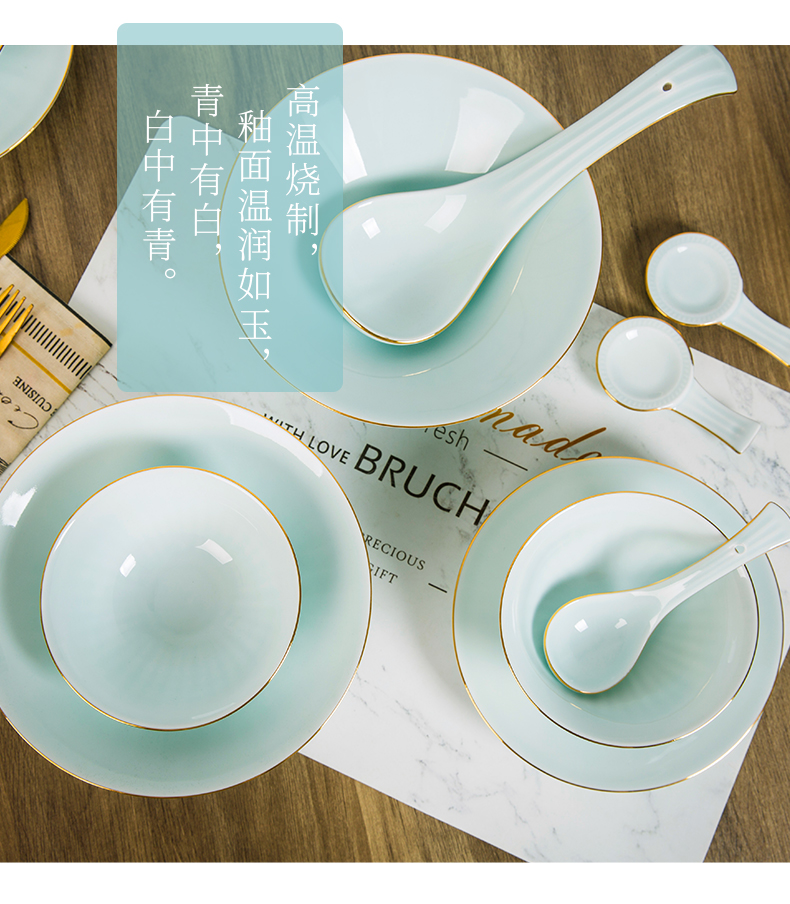 Jingdezhen flagship store tableware suit household contracted ceramic paint dishes suit family eat bowl of tableware