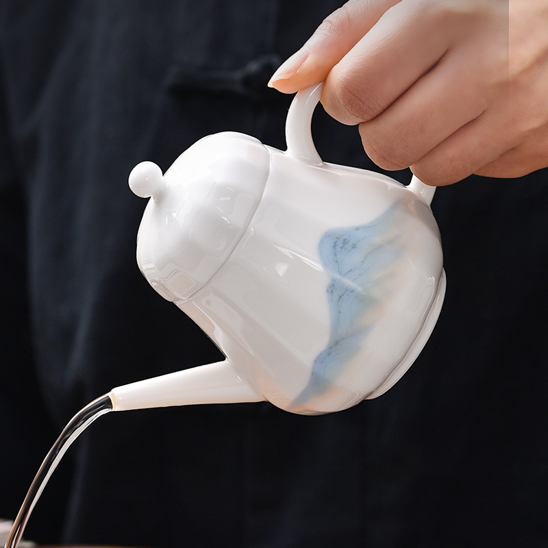 Jingdezhen flagship store thousands of jiangshan ceramic teapot teacup suits for home a pot of two cups of kung fu tea set