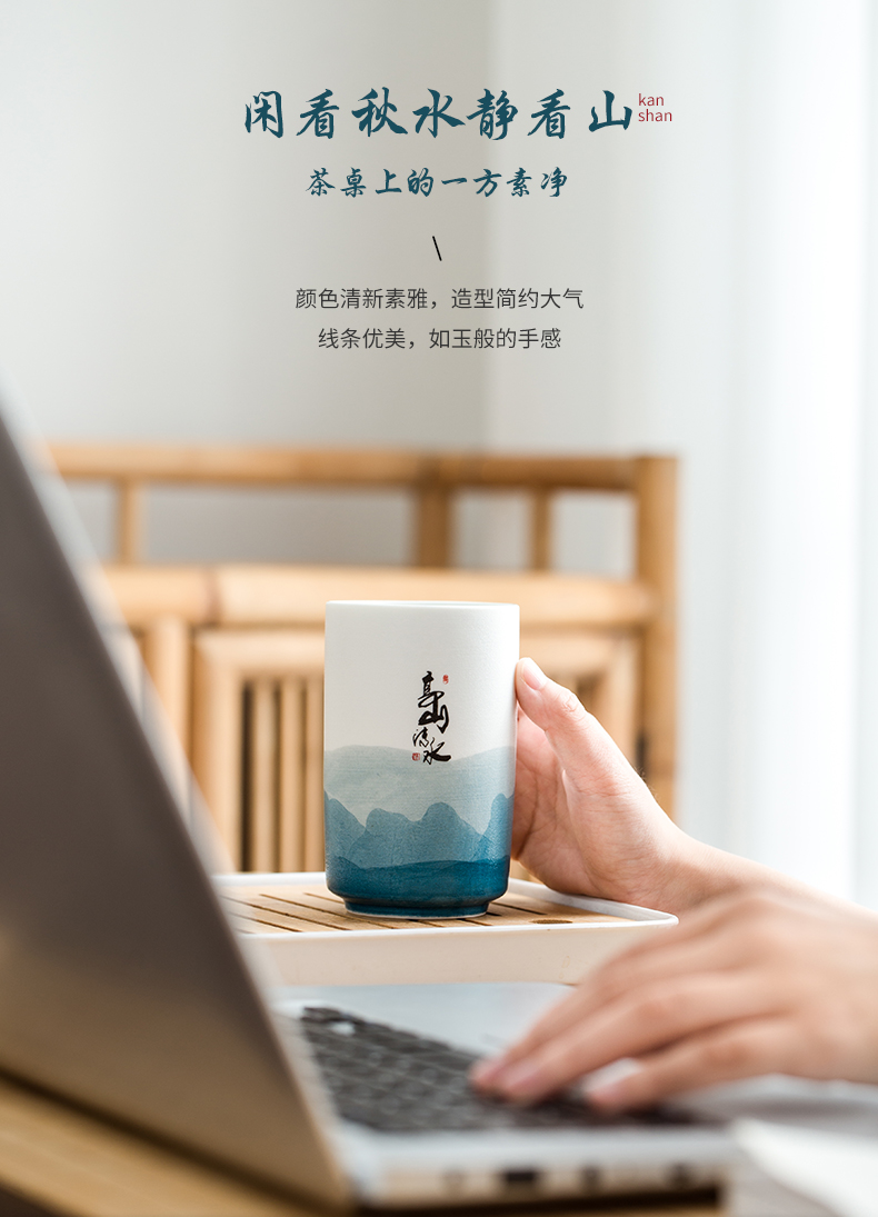 Jingdezhen flagship store on checking painting a single simple office ceramic straight ultimately responds to a cup of tea cups