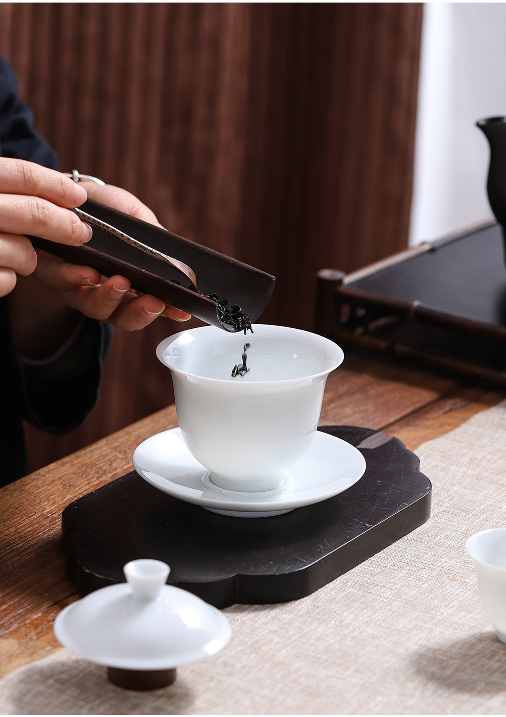 Jingdezhen flagship store three tureen only single contracted white porcelain ceramic household large kung fu tea tea bowl