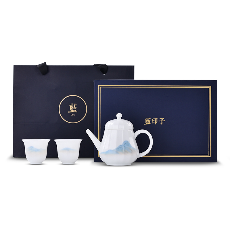 Jingdezhen flagship store thousands of jiangshan ceramic teapot teacup suits for home a pot of two cups of kung fu tea set