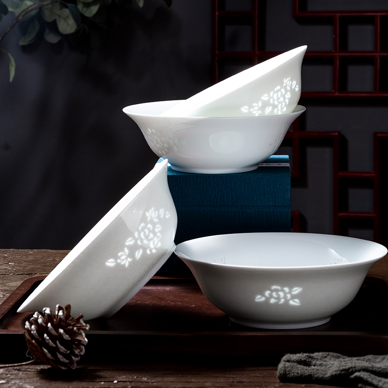 Jingdezhen flagship store ceramic household eat rainbow such use large soup bowl Chinese 7 "salad bowl 4 only microwave