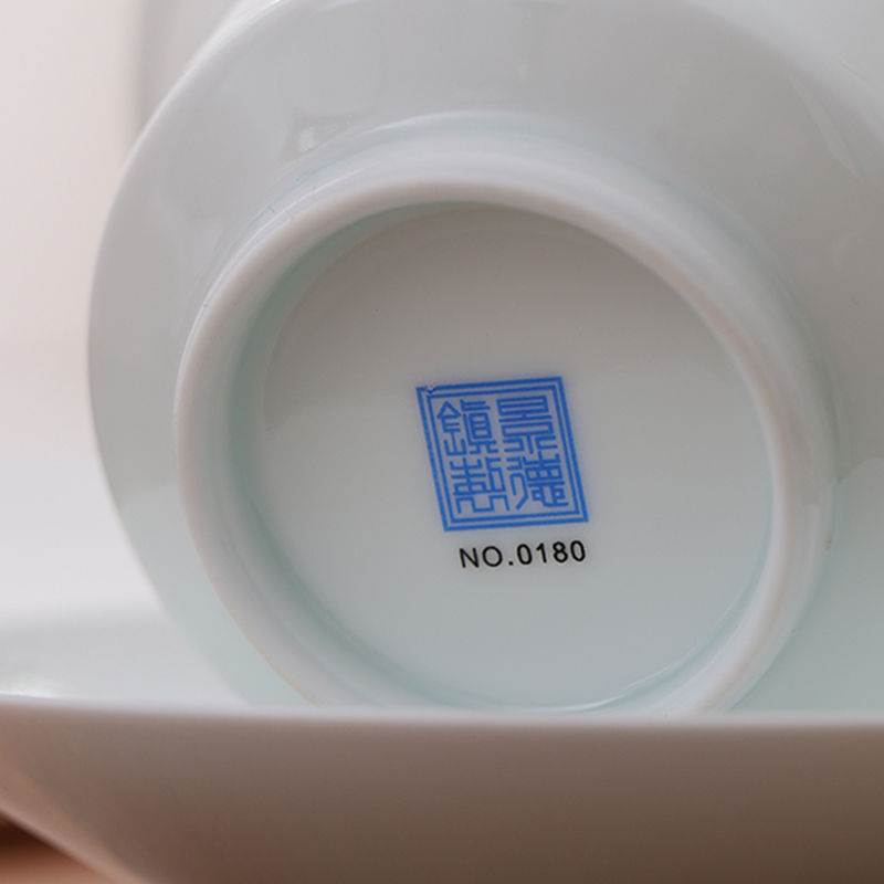 Jingdezhen flagship store checking ceramic contracted household three tureen tea cup set limited edition white porcelain tea set