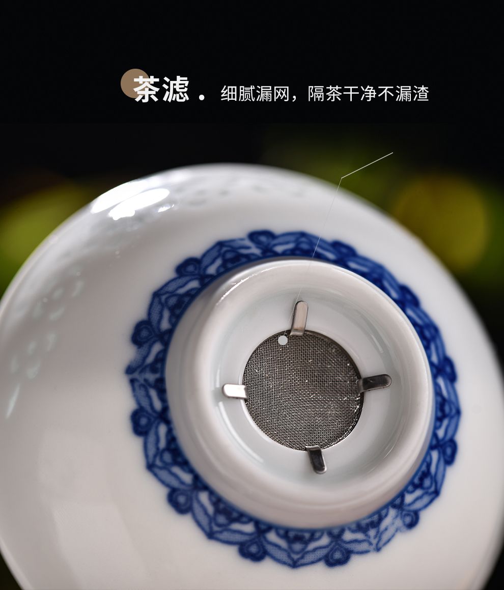 Jingdezhen flagship store of ceramic tea set manually exquisite blue and white kung fu tea set a pot of six cups of tea set