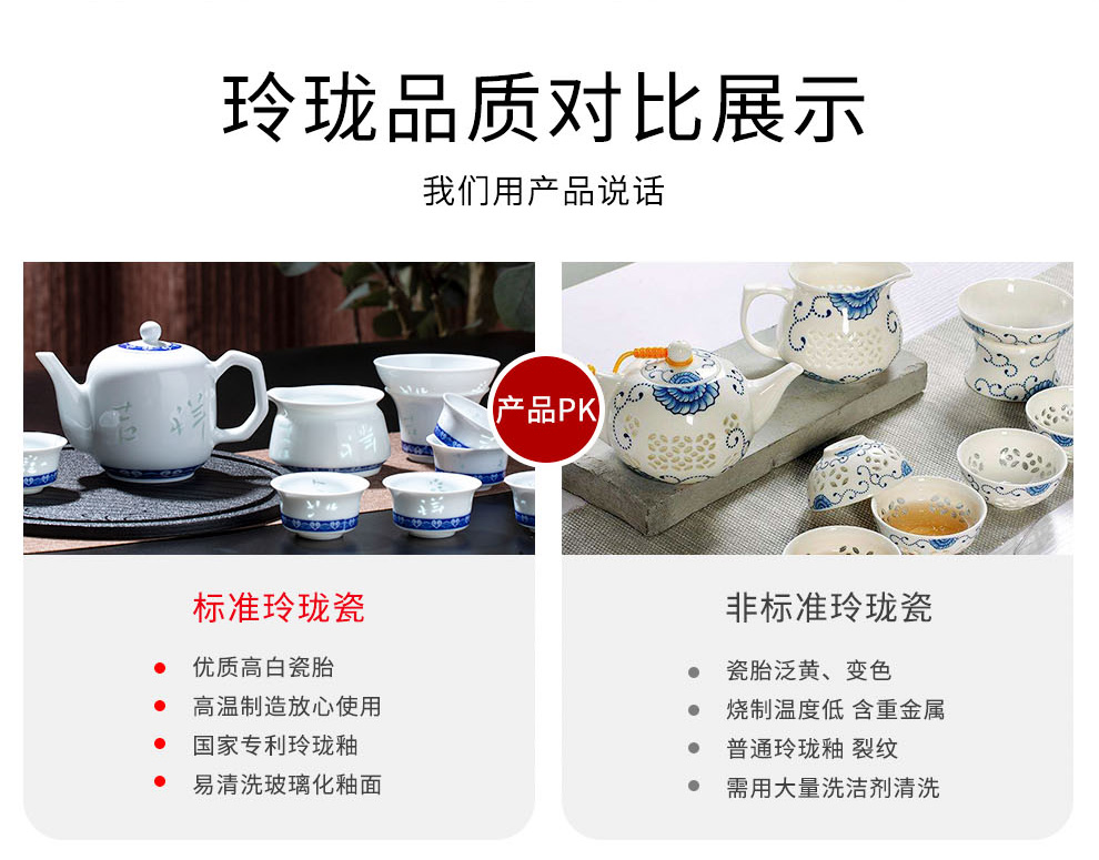 Jingdezhen blue and white porcelain official kung fu tea set suit household teapot filtering cup combination 6 people gift box