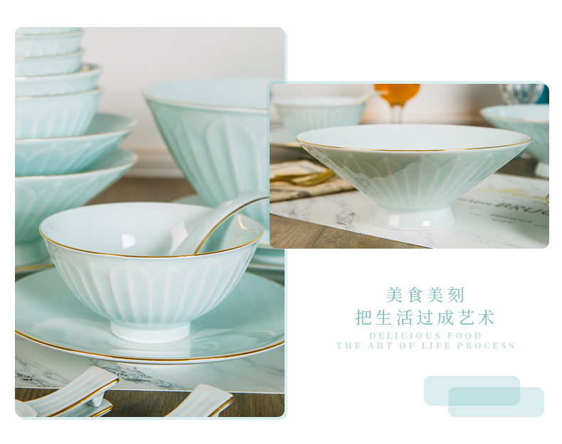 Jingdezhen flagship store tableware suit household contracted ceramic paint dishes suit family eat bowl of tableware