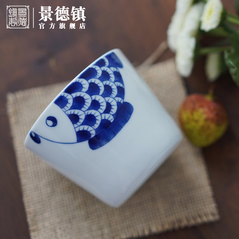 The Custom jingdezhen flagship store hand - made ceramic small blue cup of household tea tea sample tea cup personal special tea cups