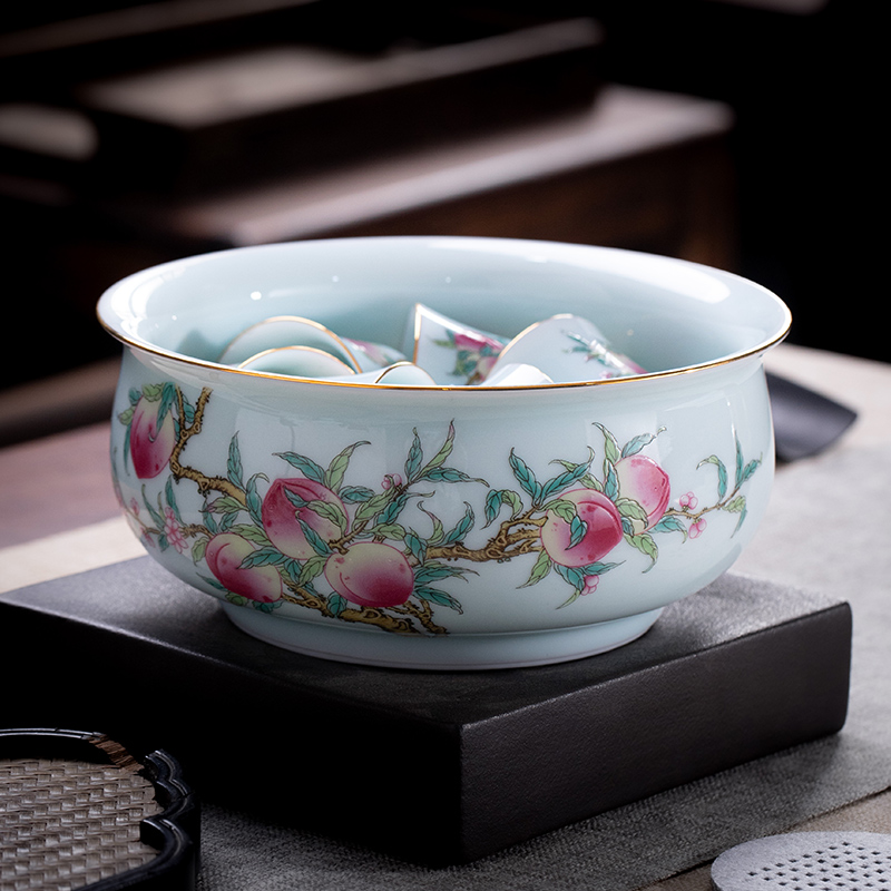 Jingdezhen official flagship store ceramic kung fu tea set shadow blue 12 big nine peach tea tea JRT