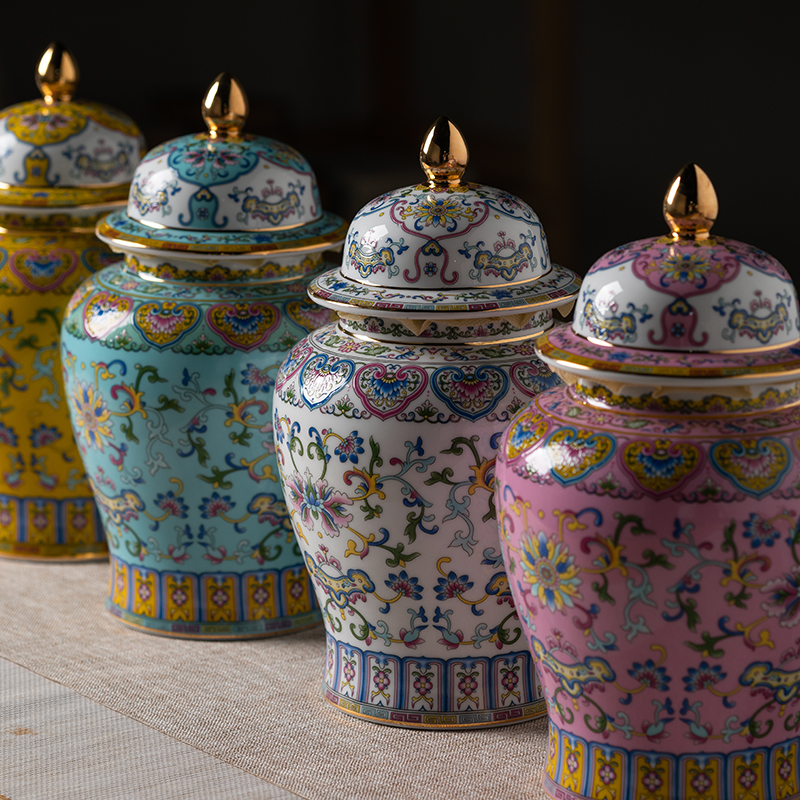 Jingdezhen flagship store of the see colour full wrapped in lotus flower general ceramic tea pot furnishing articles in the jar