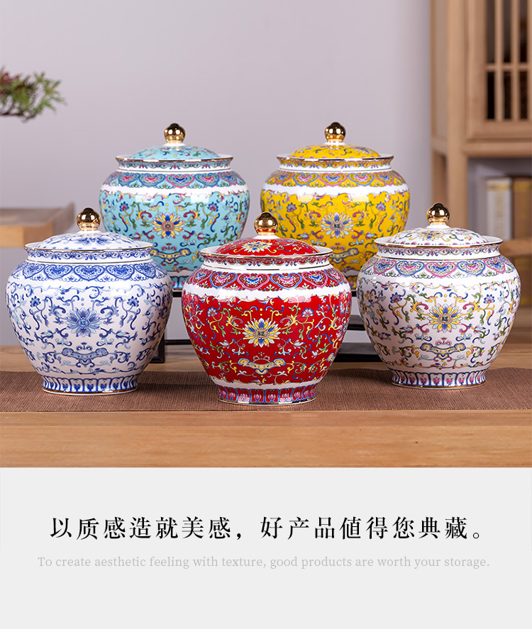 Jingdezhen flagship store full of beautiful color brocade flower pot bound lotus flower POTS caddy fixings household boutique high - end of the big pot