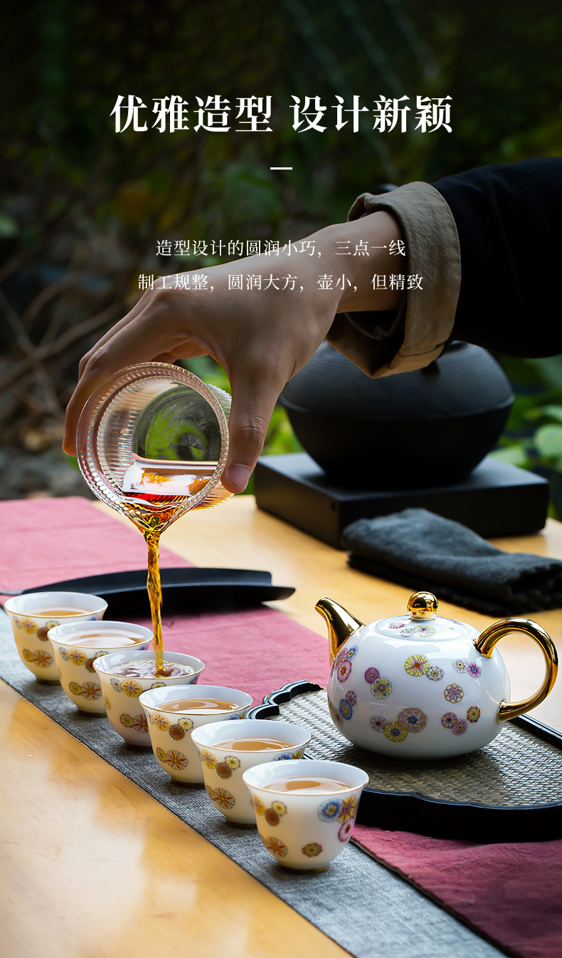 Jingdezhen official flagship store ceramic kung fu tea set the ball, take the teapot tea tea set household JRT